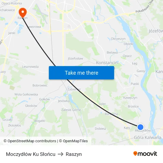 Moczydłów Ku Słońcu to Raszyn map