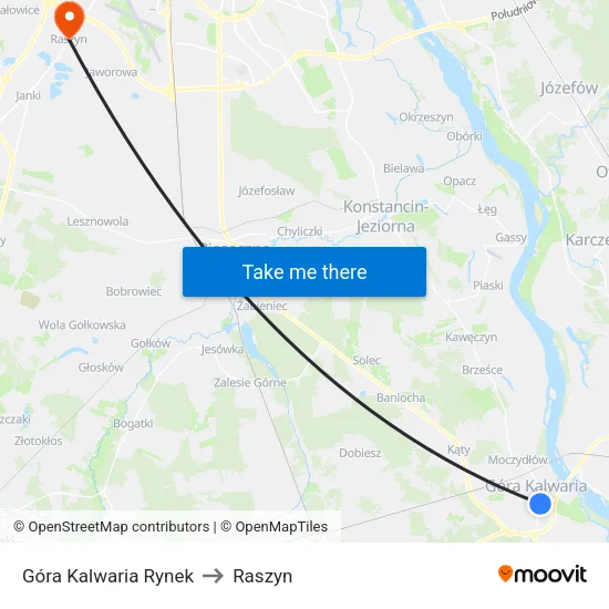Góra Kalwaria Rynek to Raszyn map