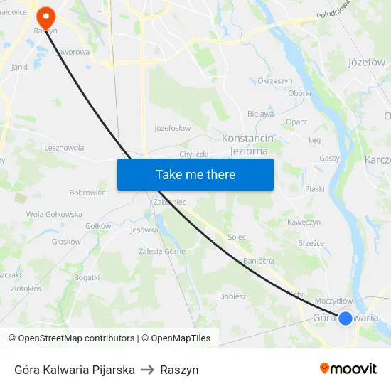 Góra Kalwaria Pijarska to Raszyn map