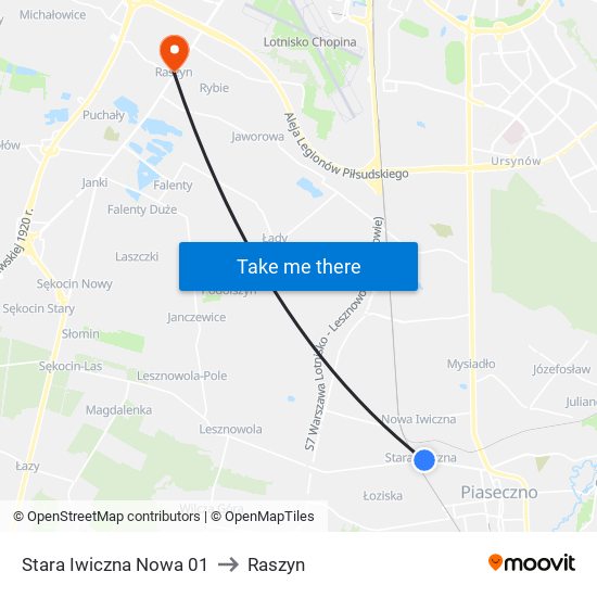 Stara Iwiczna Nowa to Raszyn map