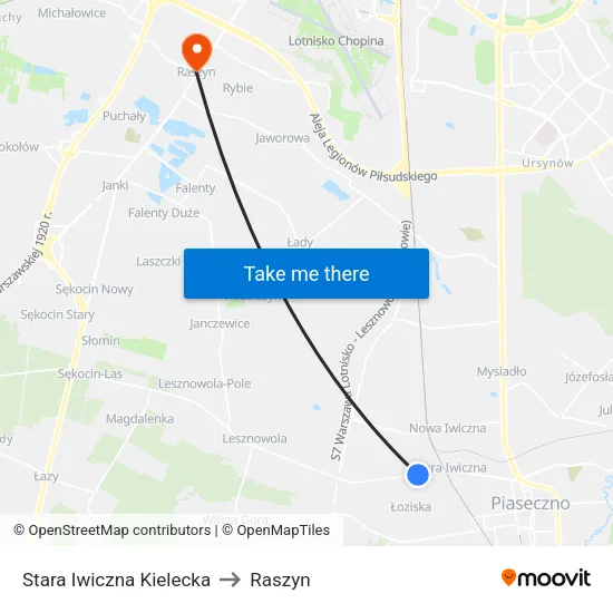 Stara Iwiczna Kielecka to Raszyn map