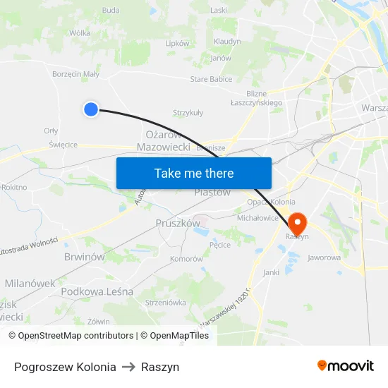 Pogroszew Kolonia to Raszyn map