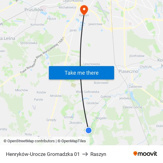 Henryków-Urocze Gromadzka 01 to Raszyn map