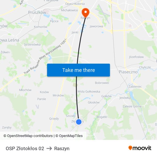 OSP Złotokłos to Raszyn map