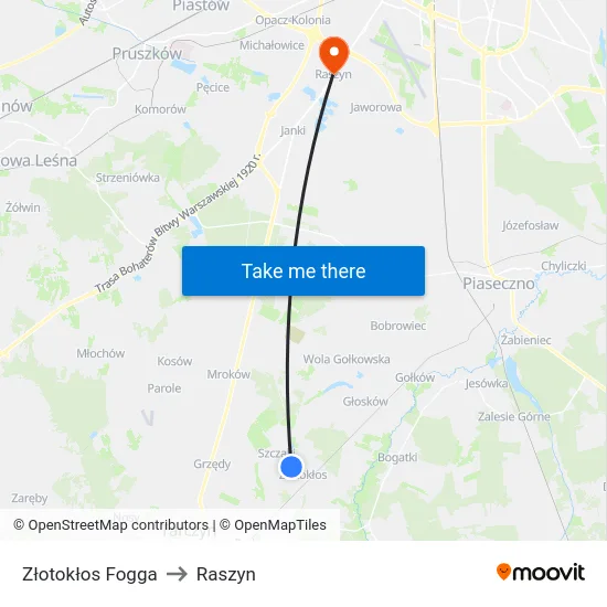 Złotokłos Fogga to Raszyn map