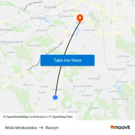 Wola Mrokowska to Raszyn map