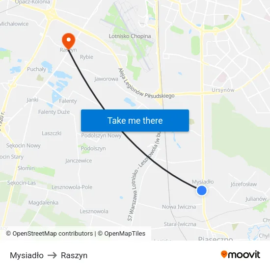 Mysiadło to Raszyn map