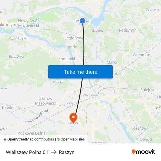 Wieliszew Polna 01 to Raszyn map