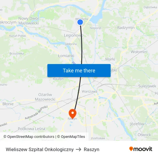Wieliszew Szpital Onkologiczny to Raszyn map