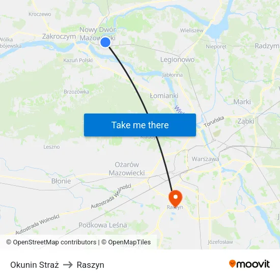 Okunin Straż to Raszyn map