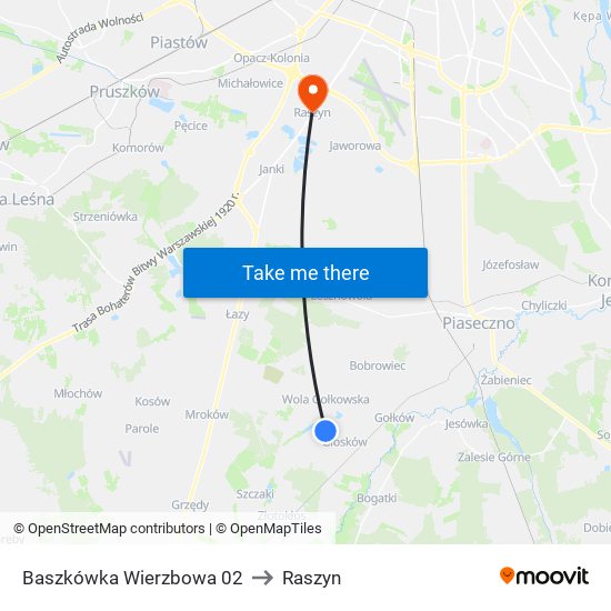 Baszkówka Wierzbowa 02 to Raszyn map