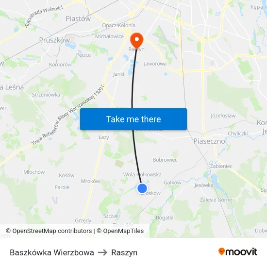 Baszkówka Wierzbowa to Raszyn map