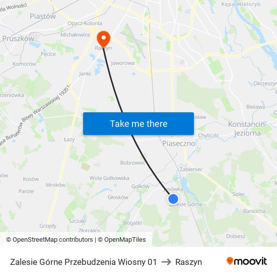 Zalesie Górne Przebudzenia Wiosny 01 to Raszyn map