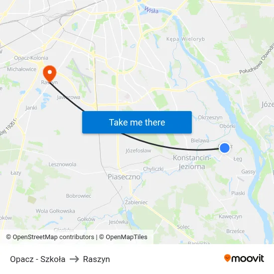 Opacz - Szkoła to Raszyn map