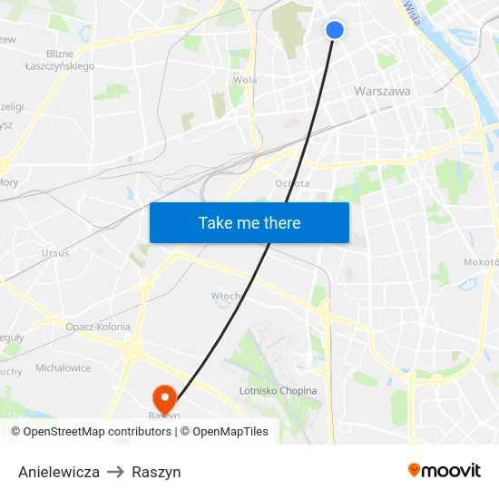 Anielewicza to Raszyn map