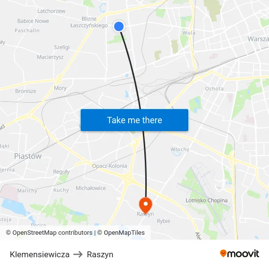 Klemensiewicza to Raszyn map