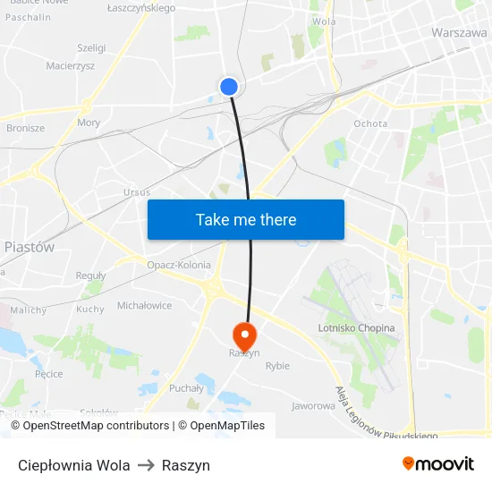 Ciepłownia Wola to Raszyn map