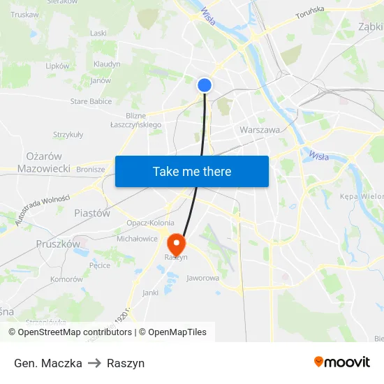 Gen. Maczka to Raszyn map