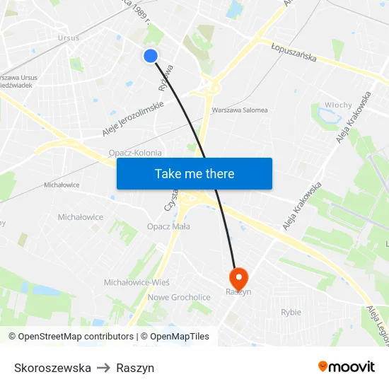 Skoroszewska to Raszyn map