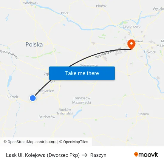 Łask Ul. Kolejowa (Dworzec Pkp) to Raszyn map