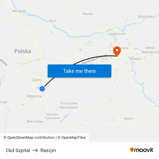 Ckd Szpital to Raszyn map