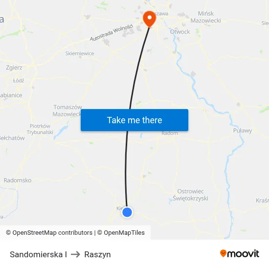 Sandomierska I to Raszyn map