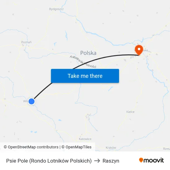 Psie Pole (Rondo Lotników Polskich) to Raszyn map