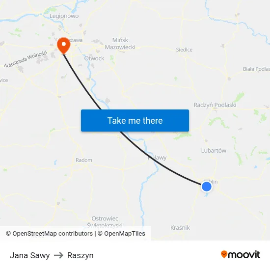 Jana Sawy to Raszyn map