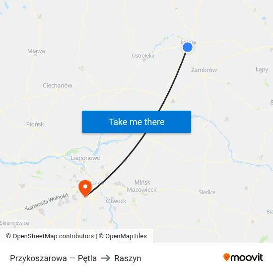 Przykoszarowa — Pętla to Raszyn map