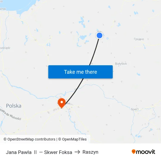 Jana Pawła Ⅱ — Skwer Foksa to Raszyn map