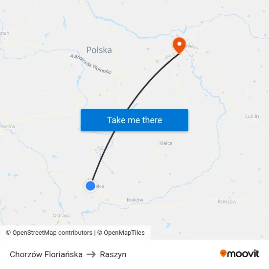 Chorzów Floriańska to Raszyn map