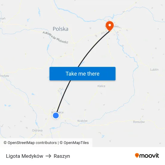 Ligota Medyków to Raszyn map