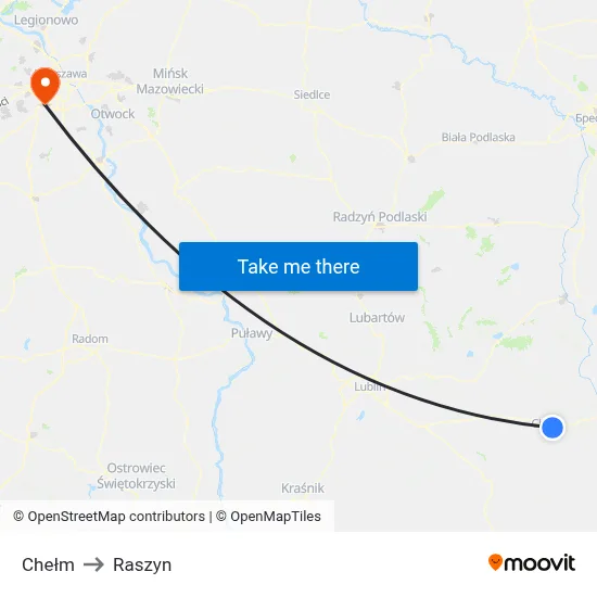 Chełm to Raszyn map