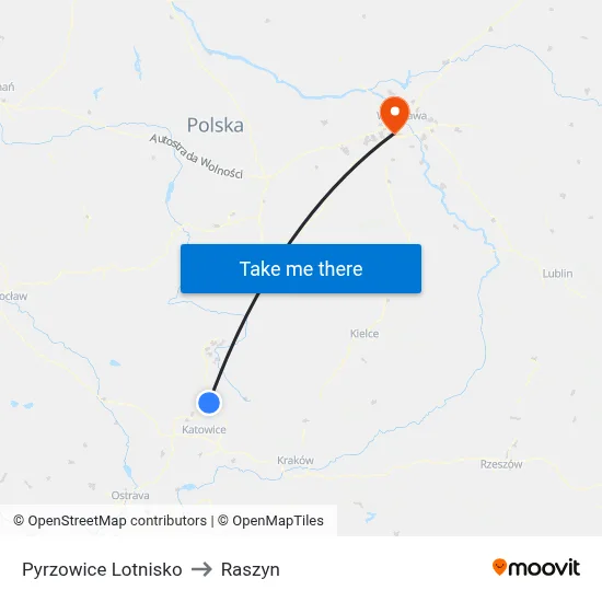 Pyrzowice Lotnisko to Raszyn map