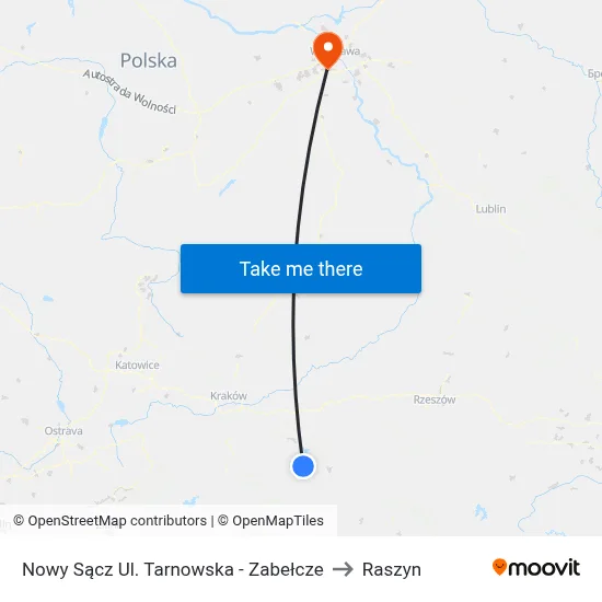 Nowy Sącz Ul. Tarnowska - Zabełcze to Raszyn map