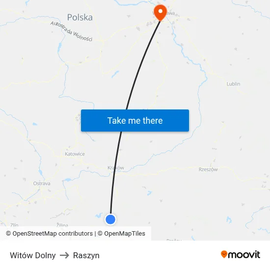 Witów Dolny to Raszyn map