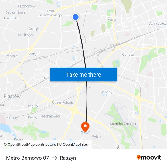 Metro Bemowo 07 to Raszyn map