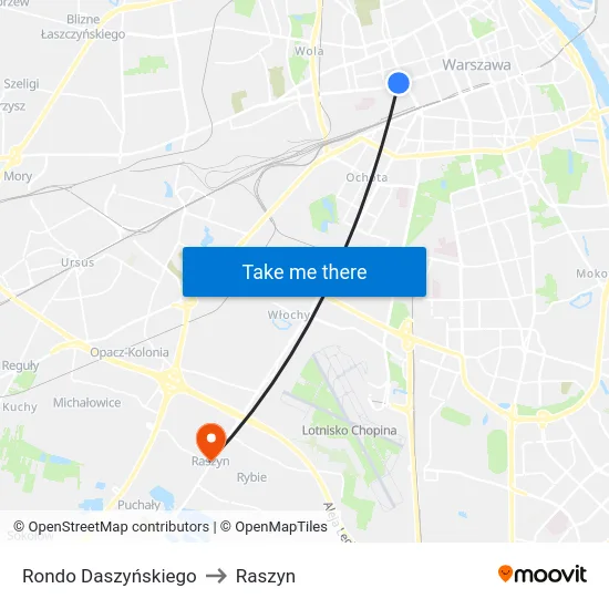 Rondo Daszyńskiego to Raszyn map