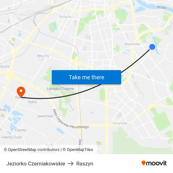 Jeziorko Czerniakowskie to Raszyn map