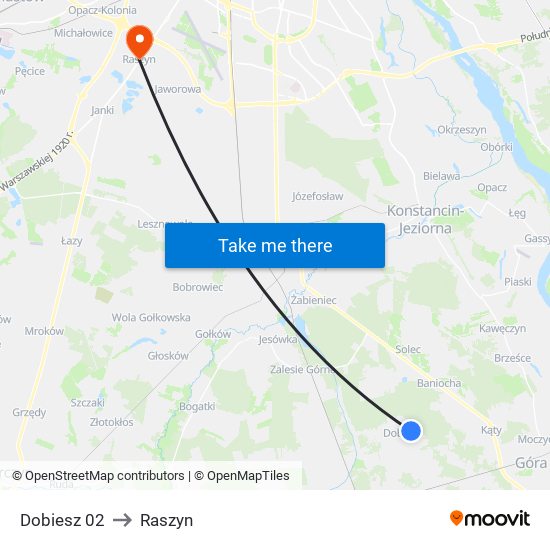 Dobiesz 02 to Raszyn map