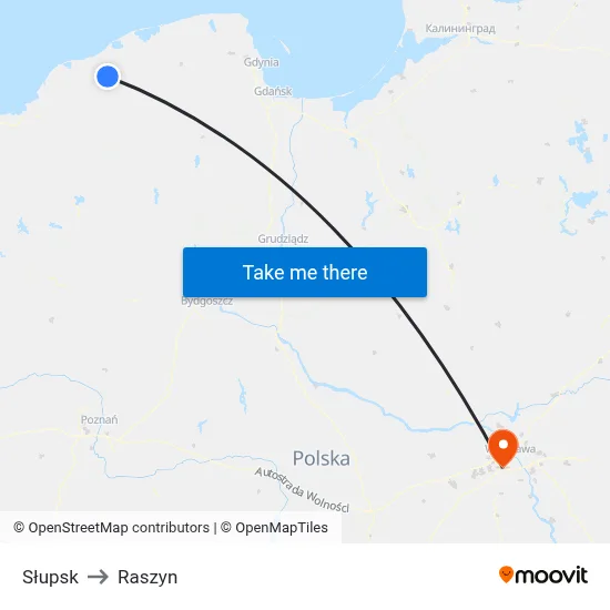 Słupsk to Raszyn map
