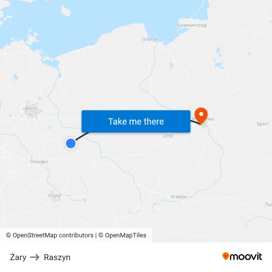 Żary to Raszyn map