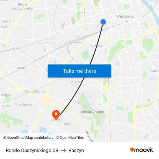 Rondo Daszyńskiego to Raszyn map