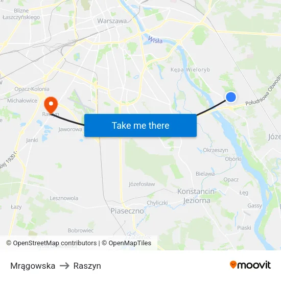 Mrągowska to Raszyn map