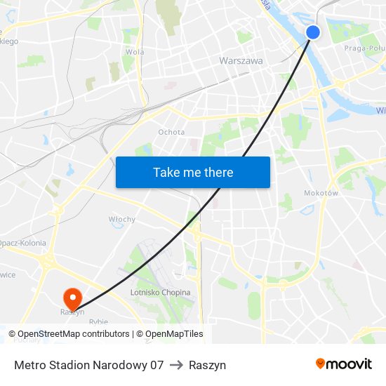 Metro Stadion Narodowy 07 to Raszyn map