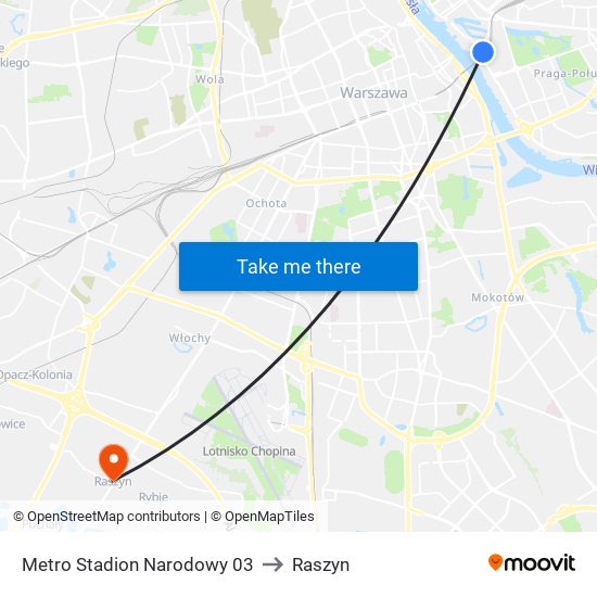 Metro Stadion Narodowy 03 to Raszyn map