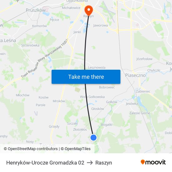 Henryków-Urocze Gromadzka 02 to Raszyn map