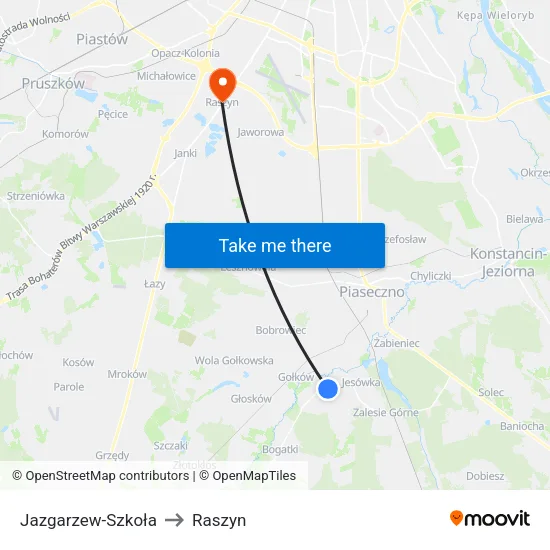 Jazgarzew - Szkoła to Raszyn map