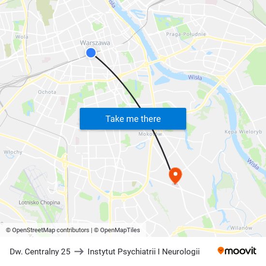 Dw. Centralny 25 to Instytut Psychiatrii I Neurologii map