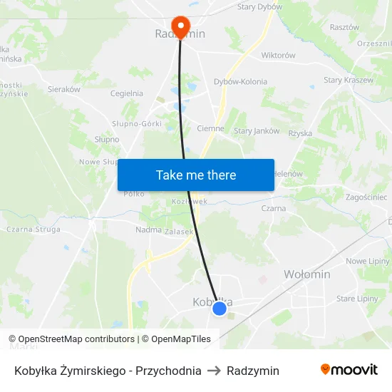 Kobyłka Żymirskiego - Przychodnia to Radzymin map